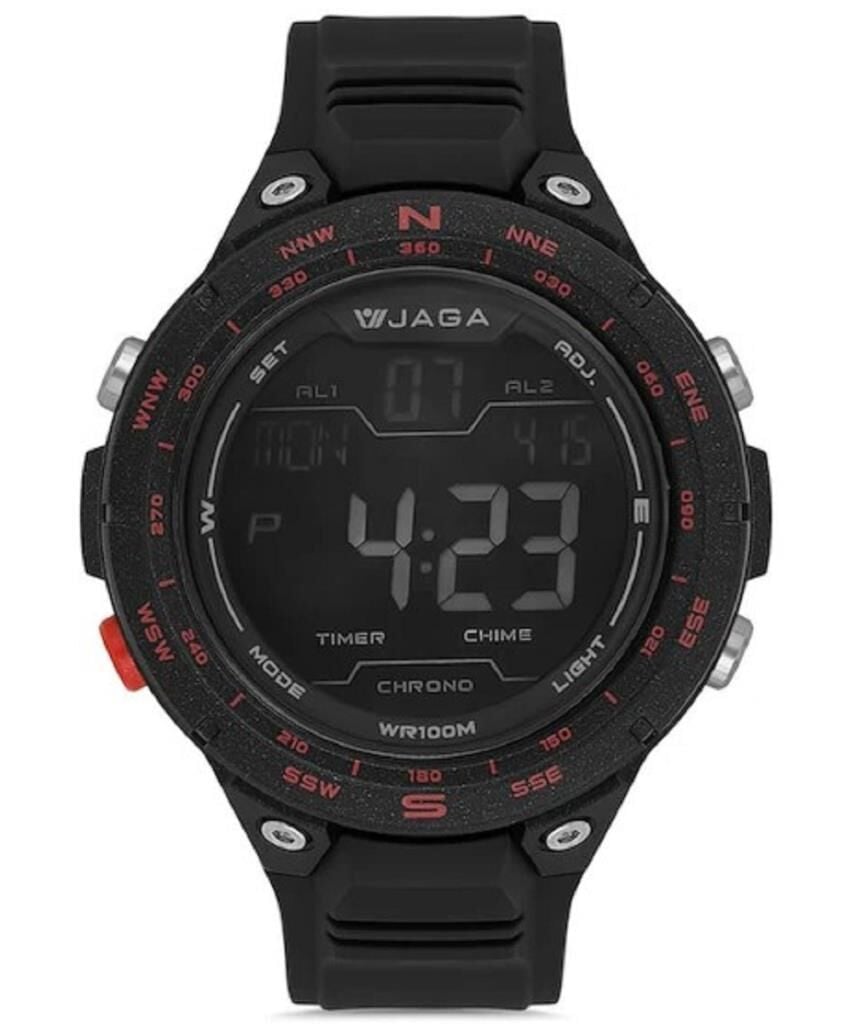 Jaga JL M1231-0AAA 640041 Siyah Kadran Alarm Kronometre Aydınlatmalı Dijital Genç Kol Saati