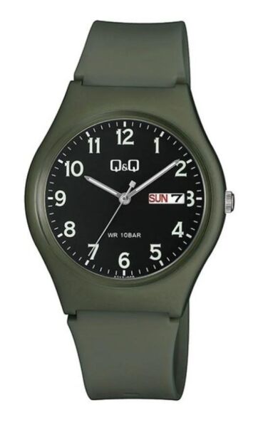 Q&Q A212J008Y Yeşil Renkli Takvimli 10 Atm Su Geçirmez Genç Kol Saati