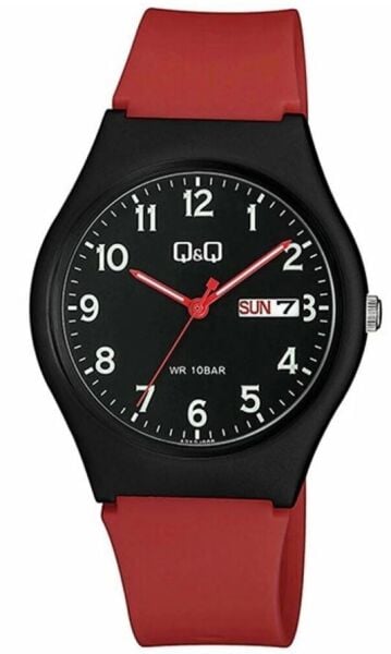Q&Q A212J009Y Kırmızı Renkli Takvimli 10 Atm Su Geçirmez Genç Kol Saati