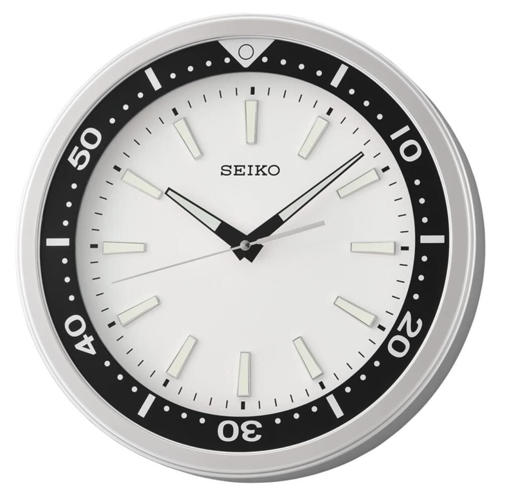 Seiko QXA723S Plastik Kasa Gri Renkli 40 cm Çaplı  LumiBrite Modern Sessiz Saniye Mekanizmalı Duvar Saati