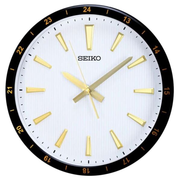 Seiko QXA802G Plastik Kasa Siyah Renkli 35 cm Çaplı 24 Saat Dilimli Modern Sessiz Saniye Mekanizmalı Duvar Saati