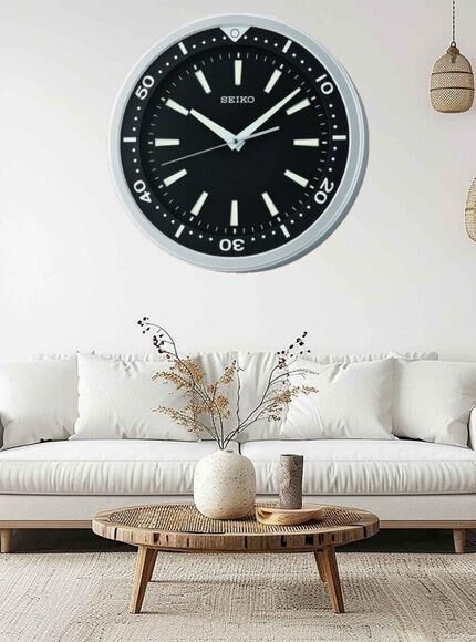Seiko QXA723A Plastik Kasa Gri Renkli 40 cm Çaplı  LumiBrite Modern Sessiz Saniye Mekanizmalı Duvar Saati