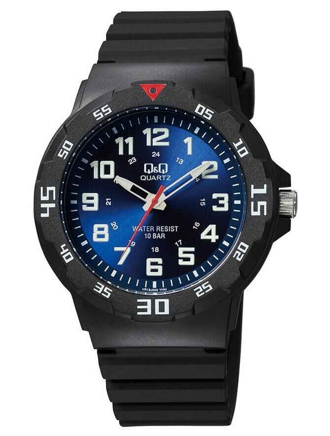 Q&Q VR18J005Y Siyah Renkli Fosforlu 10 Atm Su Geçirmez Genç Kol Saati