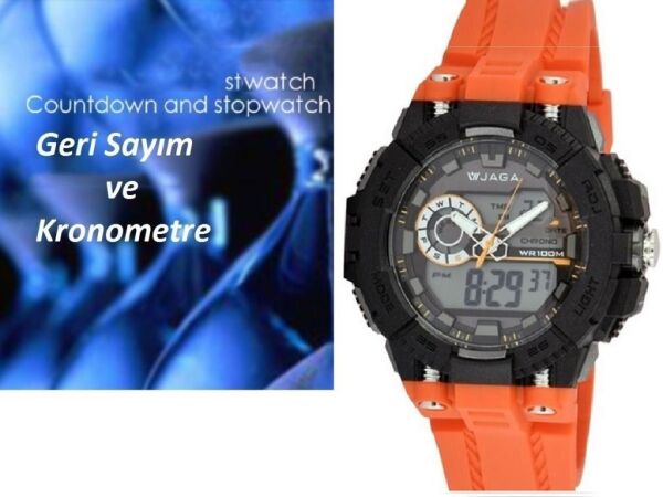 Jaga AD1189-OICA Alarm Kronometre Aydınlatmalı Genç Çift Kol Saati