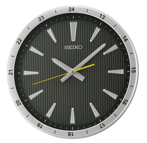 Seiko QXA802S Plastik Kasa Gri Renkli 35 cm Çaplı 24 Saat Dilimli Modern Sessiz Saniye Mekanizmalı Duvar Saati