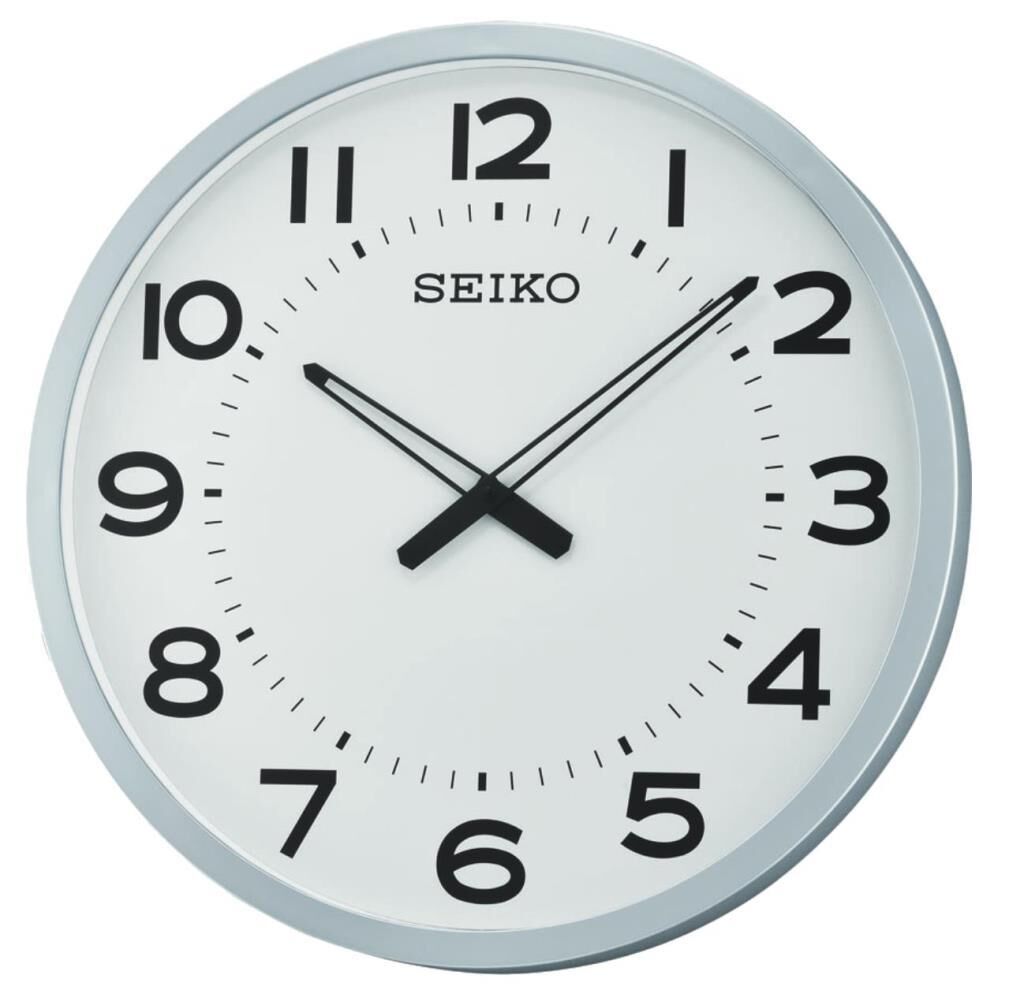 Seiko QXA563K Plastik Kasa Gri Renkli 50.8 cm Çaplı Geniş Kadranlı Modern Sessiz Saniye Mekanizmalı Duvar Saati