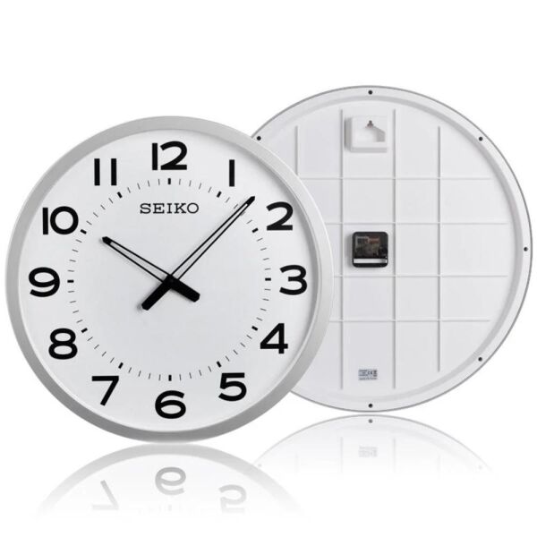 Seiko QXA563K Plastik Kasa Gri Renkli 50.8 cm Çaplı Geniş Kadranlı Modern Sessiz Saniye Mekanizmalı Duvar Saati