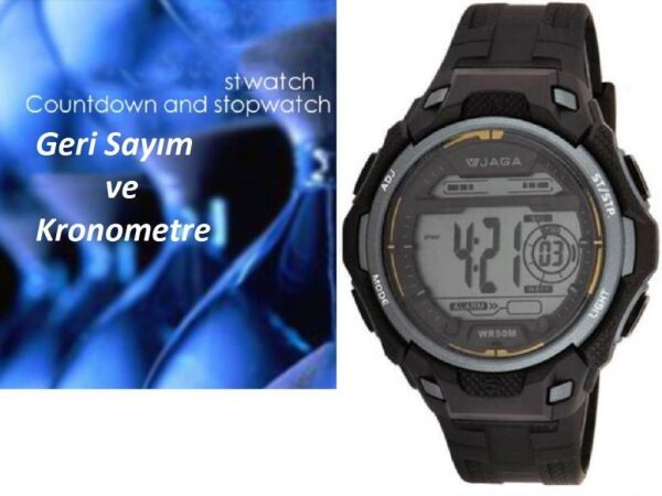 JAGA M1197-OACA Alarm Kronometre Aydınlatmalı Dijital Genç Kol Saati