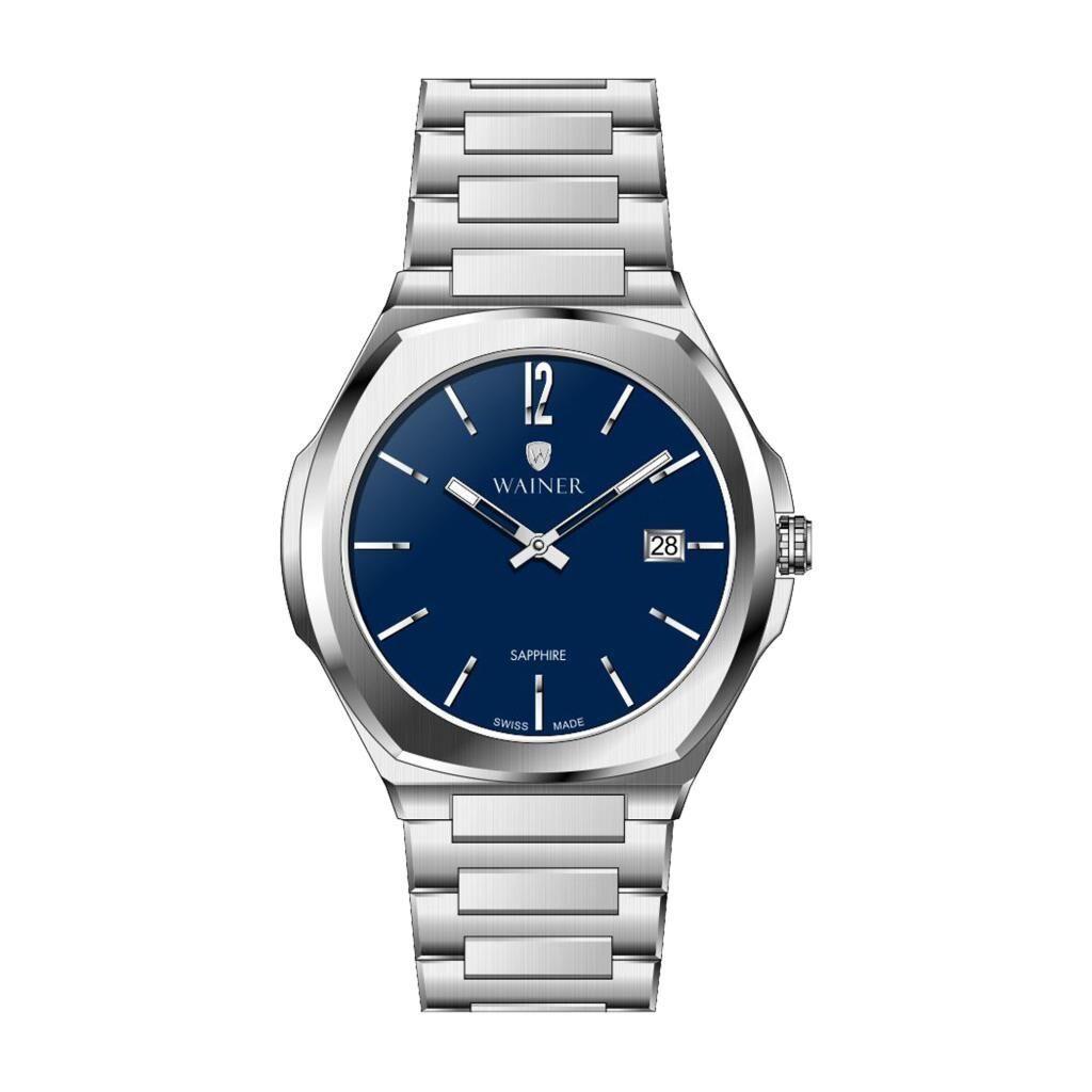 Wainer WA.10240-B Safir Cam Takvimli Erkek Kol Saati