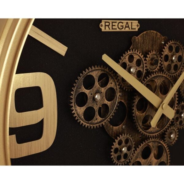 Regal 4510 GB Metal Kasa Gold Renkli 51 cm Çaplı Çarklı Sessiz Saniye Mekanizmalı Duvar Saati