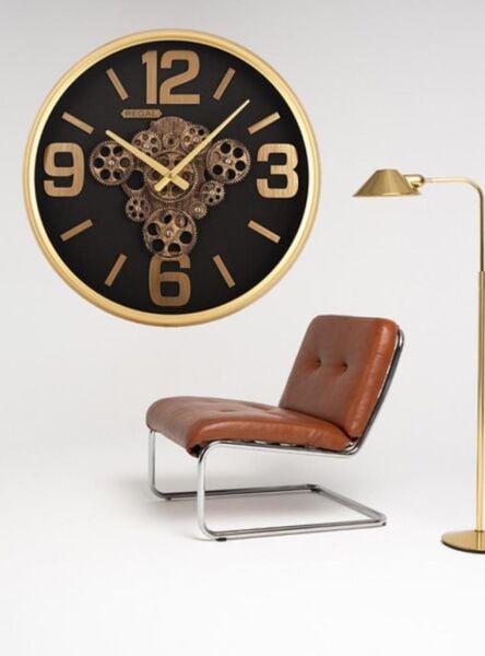 Regal 4510 GB Metal Kasa Gold Renkli 51 cm Çaplı Çarklı Sessiz Saniye Mekanizmalı Duvar Saati