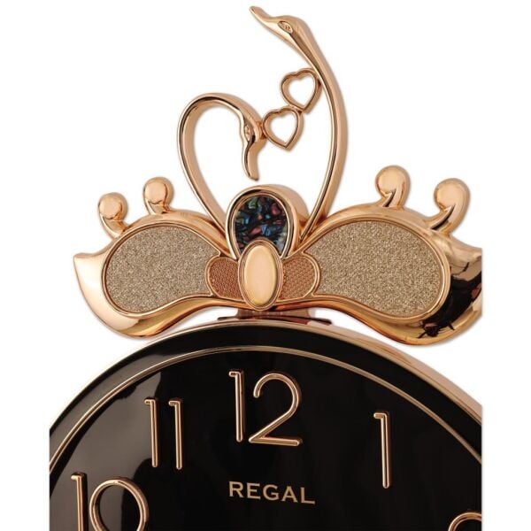 Regal 8423 GB Plastik Kasa Rose Renkli Kuğu Figürü Modern Sessiz Saniye Mekanizmalı Duvar Saati