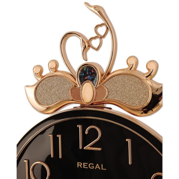 Regal 8423 GB Plastik Kasa Rose Renkli Kuğu Figürü Modern Sessiz Saniye Mekanizmalı Duvar Saati
