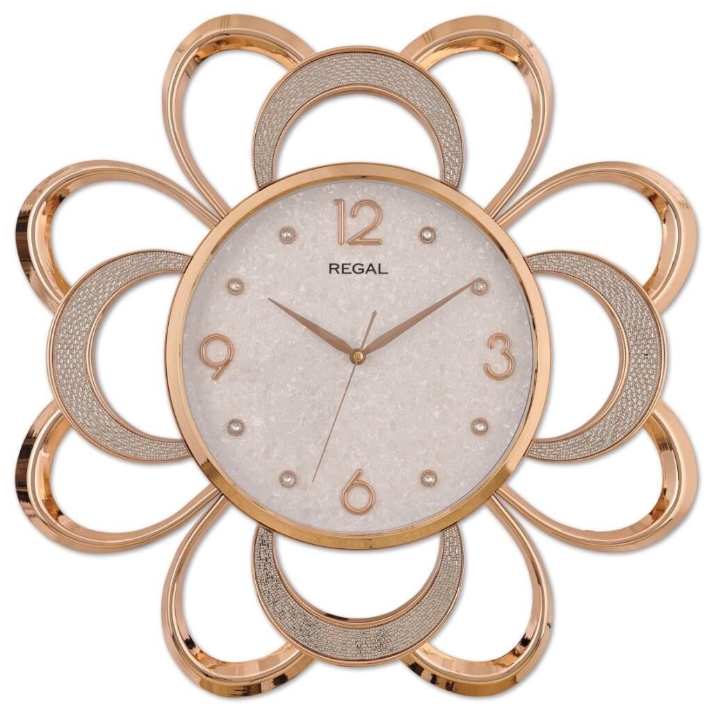 Regal 8404 GW Plastik Kasa Rose Renkli Çiçek Figürlü Modern Sessiz Saniye Mekanizmalı Duvar Saati
