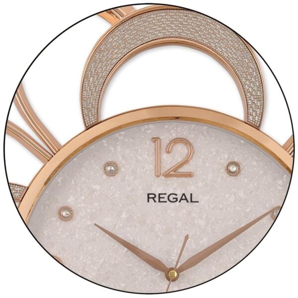 Regal 8404 GW Plastik Kasa Rose Renkli Çiçek Figürlü Modern Sessiz Saniye Mekanizmalı Duvar Saati