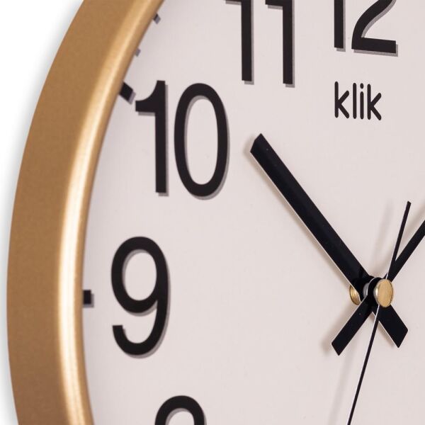 Klik Venüs Plastik Kasa Gold Renkli 27 cm Çaplı Modern Sessiz Saniye Mekanizmalı Duvar Saati