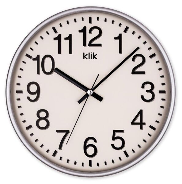 Klik Venüs Plastik Kasa Gümüş Renkli 27 cm Çaplı Modern Sessiz Saniye Mekanizmalı Duvar Saati