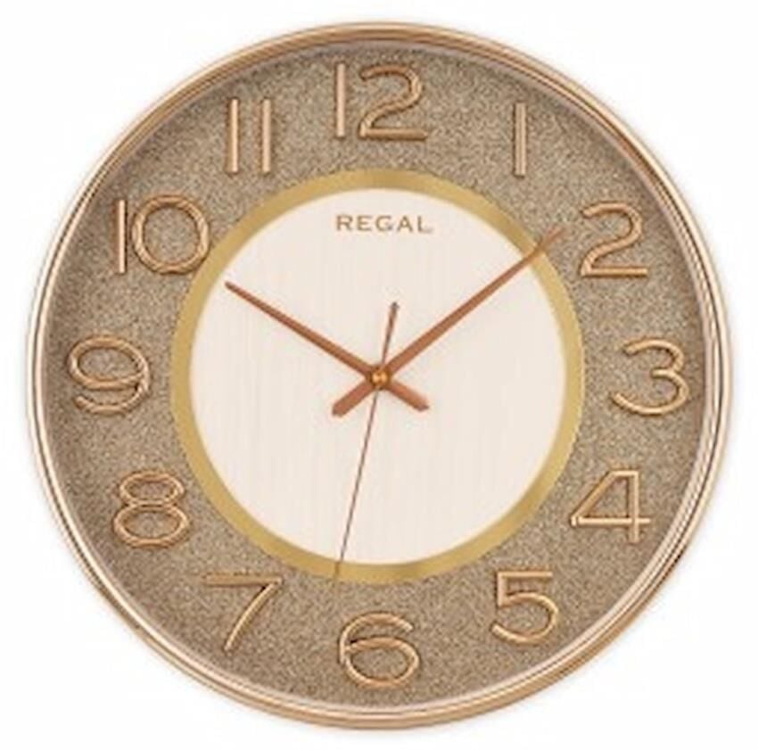 Regal 9410 GW Plastik Kasa Beyaz Altın Işıltılı Modern Sessiz Saniye Mekanizmalı Duvar Saati
