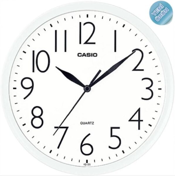 Casio IQ-05-7DF Plastik Kasa Beyaz Renkli 25 cm Çaplı Modern Quartz Saniye Mekanizmalı Duvar Saati