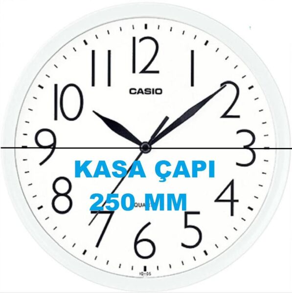 Casio IQ-05-7DF Plastik Kasa Beyaz Renkli 25 cm Çaplı Modern Quartz Saniye Mekanizmalı Duvar Saati