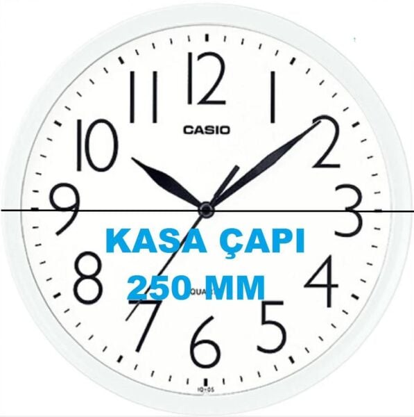 Casio IQ-05-7DF Plastik Kasa Beyaz Renkli 25 cm Çaplı Modern Quartz Saniye Mekanizmalı Duvar Saati