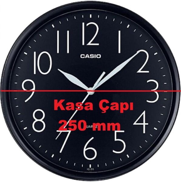 Casio IQ-05-1DF Plastik Kasa Siyah Renkli 25 cm Çaplı Modern Quartz Saniye Mekanizmalı Duvar Saati