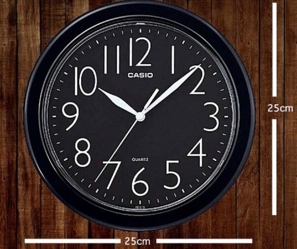 Casio IQ-05-1DF Plastik Kasa Siyah Renkli 25 cm Çaplı Modern Quartz Saniye Mekanizmalı Duvar Saati