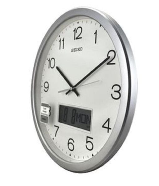 Seiko QXL007S Plastik Kasa Beyaz Renkli 35 cm Çaplı Takvimli Sessiz Saniye Mekanizmalı Duvar Saati