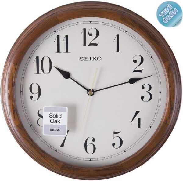 Seiko QXA153B Ahşap Kasa Kahverengi Renkli 32 cm Çaplı Dekoratif Sessiz Saniye Mekanizmalı Duvar Saati