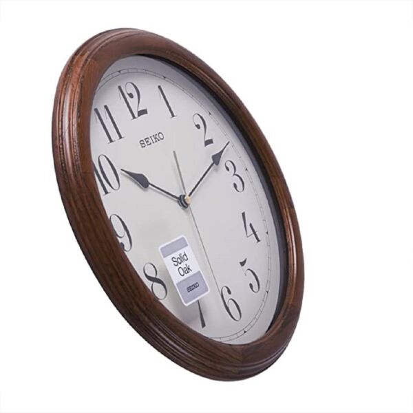 Seiko QXA153B Ahşap Kasa Kahverengi Renkli 32 cm Çaplı Dekoratif Sessiz Saniye Mekanizmalı Duvar Saati