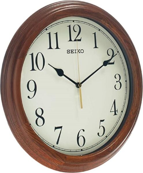 Seiko QXA528B Ahşap Meşe Kasa Kahverengi Renkli 33 cm Çaplı Modern Dekoratif Sessiz Saniye Mekanizmalı Duvar Saati