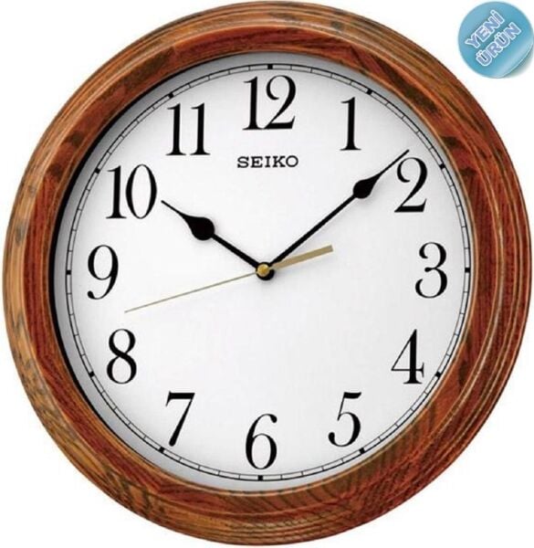 Seiko QXA528B Ahşap Meşe Kasa Kahverengi Renkli 33 cm Çaplı Modern Dekoratif Sessiz Saniye Mekanizmalı Duvar Saati
