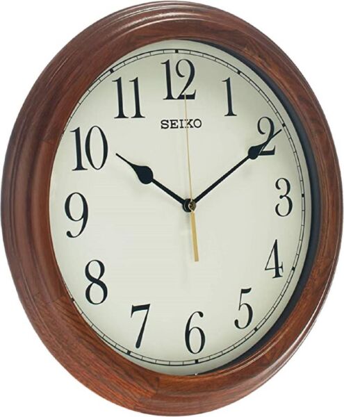 Seiko QXA528B Ahşap Meşe Kasa Kahverengi Renkli 33 cm Çaplı Modern Dekoratif Sessiz Saniye Mekanizmalı Duvar Saati