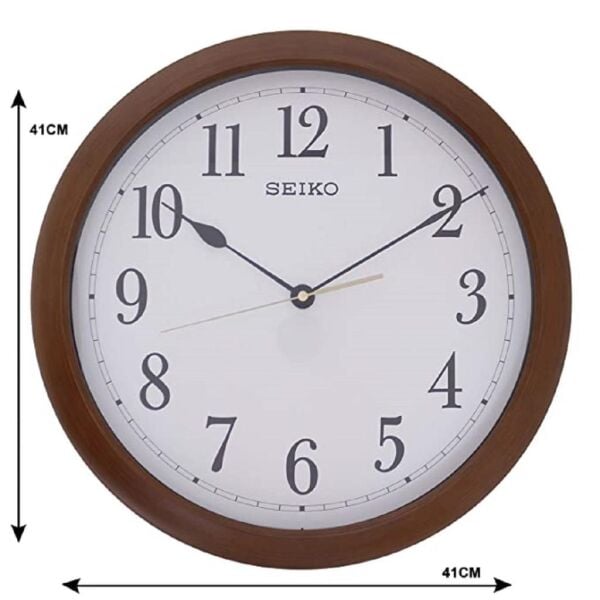 Seiko QXA598B Plastik Kasa Kahverengi Renkli 41 cm Çaplı Modern Dekoratif Sessiz Saniye Mekanizmalı Duvar Saati
