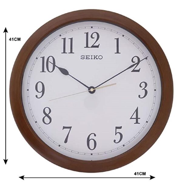 Seiko QXA598B Plastik Kasa Kahverengi Renkli 41 cm Çaplı Modern Dekoratif Sessiz Saniye Mekanizmalı Duvar Saati