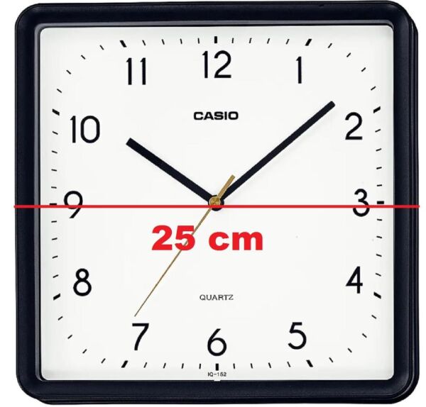 Casio IQ-152-1DF Plastik Kasa Siyah Renkli 25 cm Çaplı Modern Quartz Saniye Mekanizmalı Duvar Saati