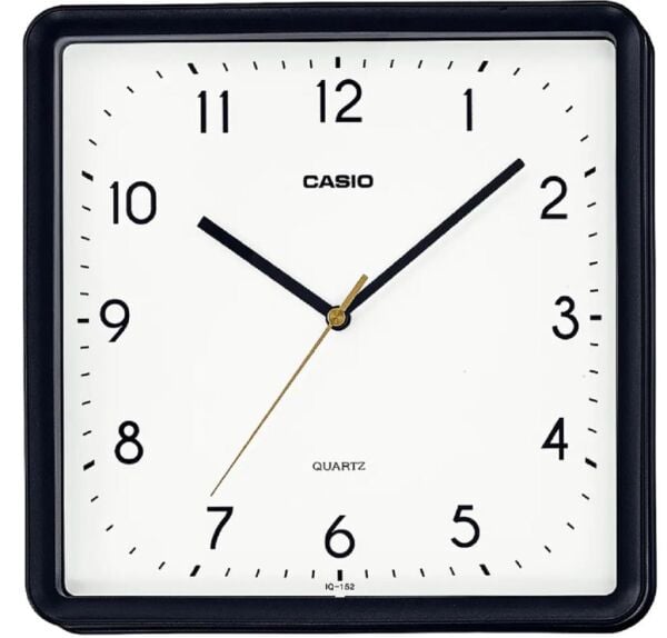 Casio IQ-152-1DF Plastik Kasa Siyah Renkli 25 cm Çaplı Modern Quartz Saniye Mekanizmalı Duvar Saati