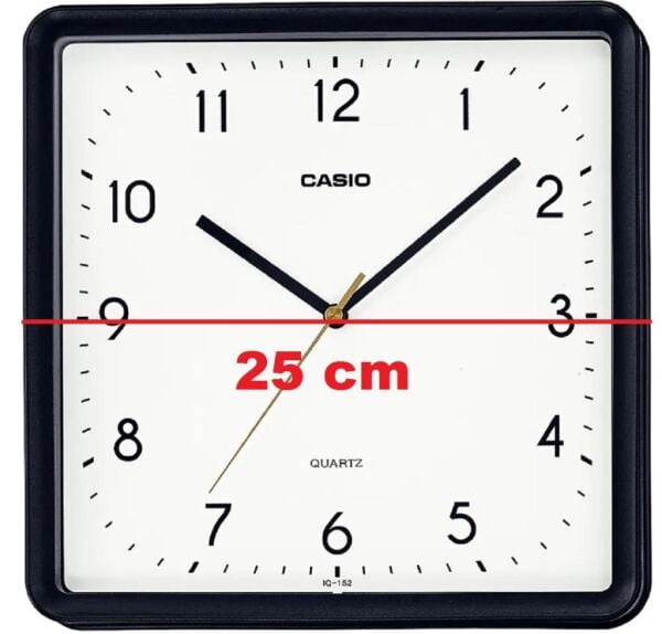 Casio IQ-152-1DF Plastik Kasa Siyah Renkli 25 cm Çaplı Modern Quartz Saniye Mekanizmalı Duvar Saati