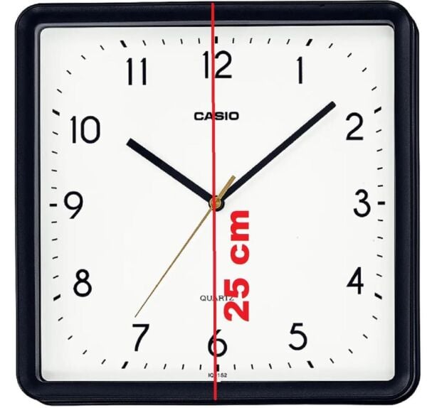 Casio IQ-152-1DF Plastik Kasa Siyah Renkli 25 cm Çaplı Modern Quartz Saniye Mekanizmalı Duvar Saati