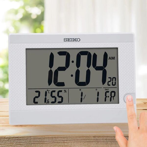 Seiko QHL089W Termometre/Higrometre Katlanır standlı Dijital Masa ve Duvar Saati