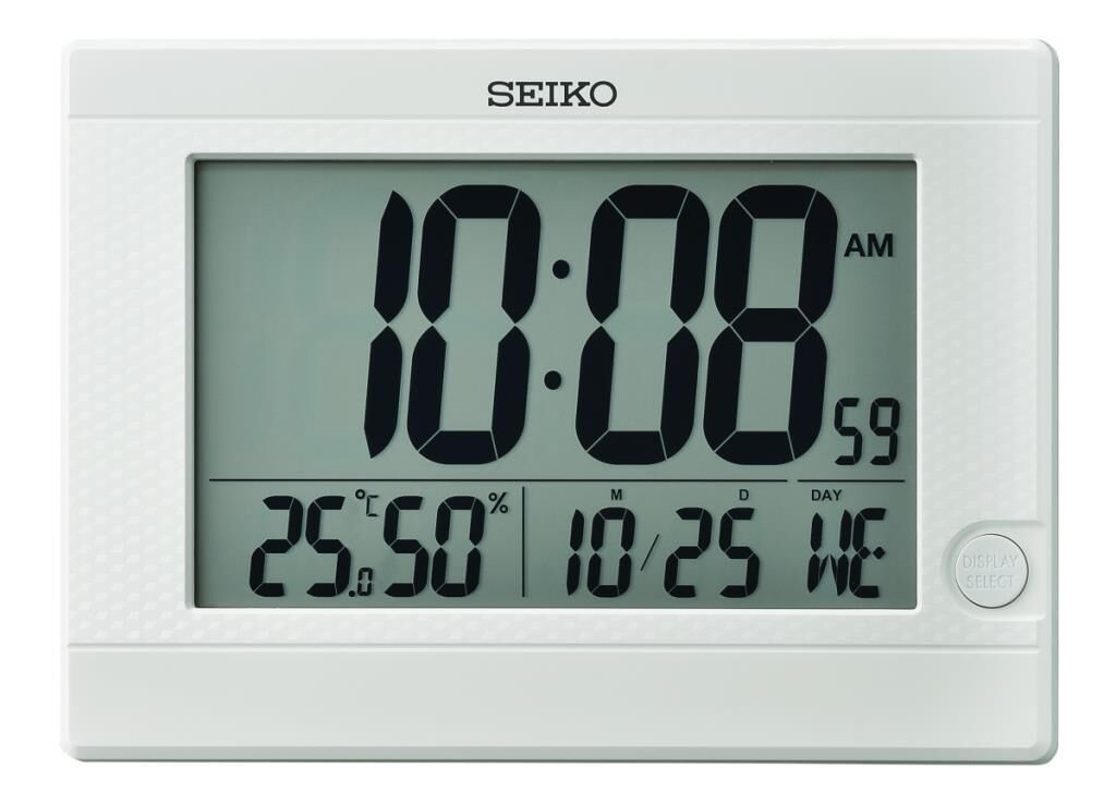 Seiko QHL089W Plastik Kasa Beyaz Renkli 21 x 15 cm Çaplı Termometreli Takvimli Dijital Masa ve Duvar Saati