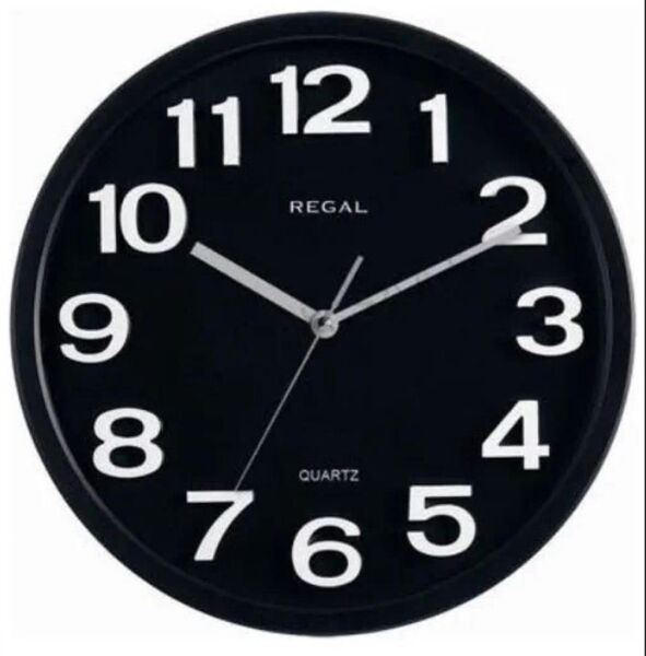 Regal 0916 BB Plastik Kasa Siyah Renkli 33 cm Çaplı Modern Sessiz Saniye Mekanizmalı Duvar Saati