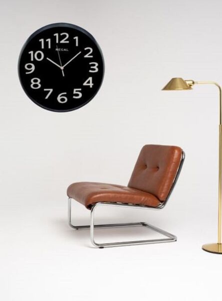 Regal 0916 BB Plastik Kasa Siyah Renkli 33 cm Çaplı Modern Sessiz Saniye Mekanizmalı Duvar Saati