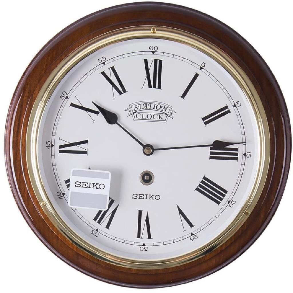Seiko QXA143B Ahşap Kızılağaç Kasa Kahverengi Renkli 31.4 cm Çaplı Şık Dekoratif Kadranlı Sessiz Saniye Mekanizmalı Duvar Saati