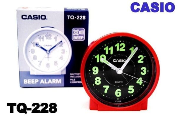 Casio TQ-228-4DF Kırmızı Beep Alarmlı Fosforlu Masa Saati