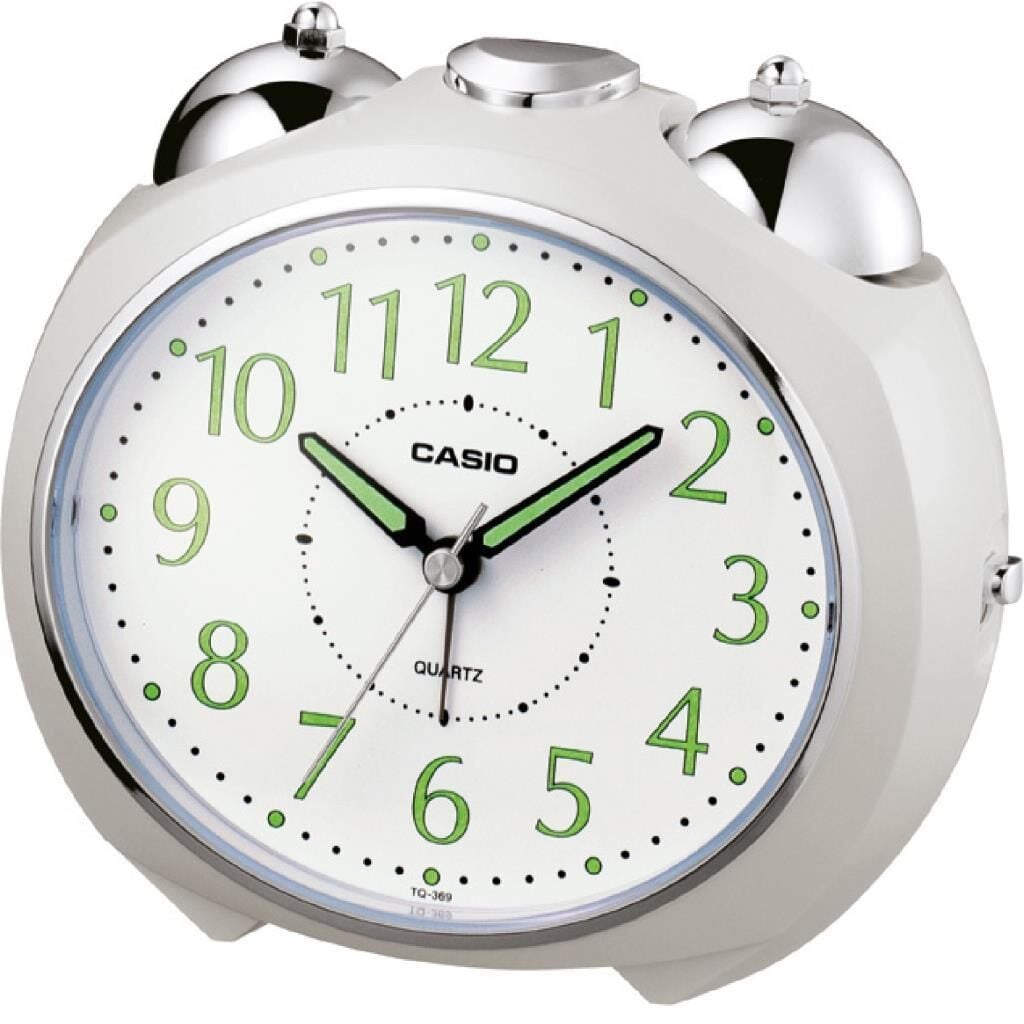Casio TQ-369-7DF Gri Ertelemeli Bell Alarmlı Işıklı Fosforlu Analog Masa Saati