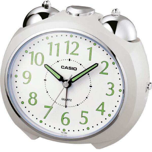 Casio TQ-369-7DF Gri Ertelemeli Bell Alarmlı Işıklı Fosforlu Analog Masa Saati