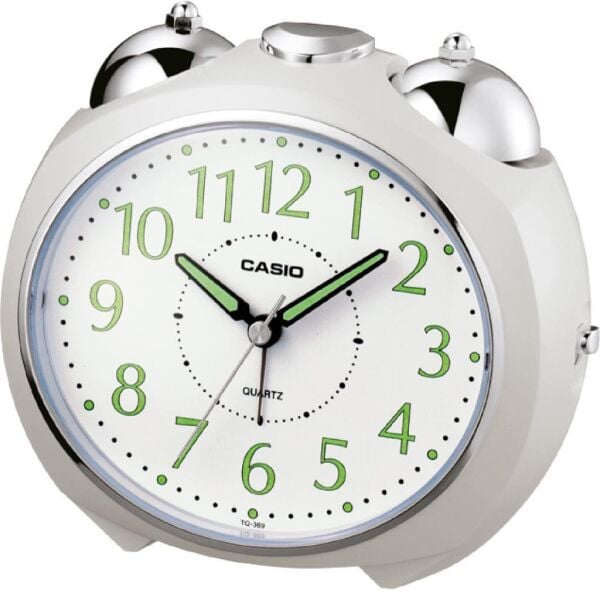 Casio TQ-369-7DF Gri Ertelemeli Bell Alarmlı Işıklı Fosforlu Analog Masa Saati