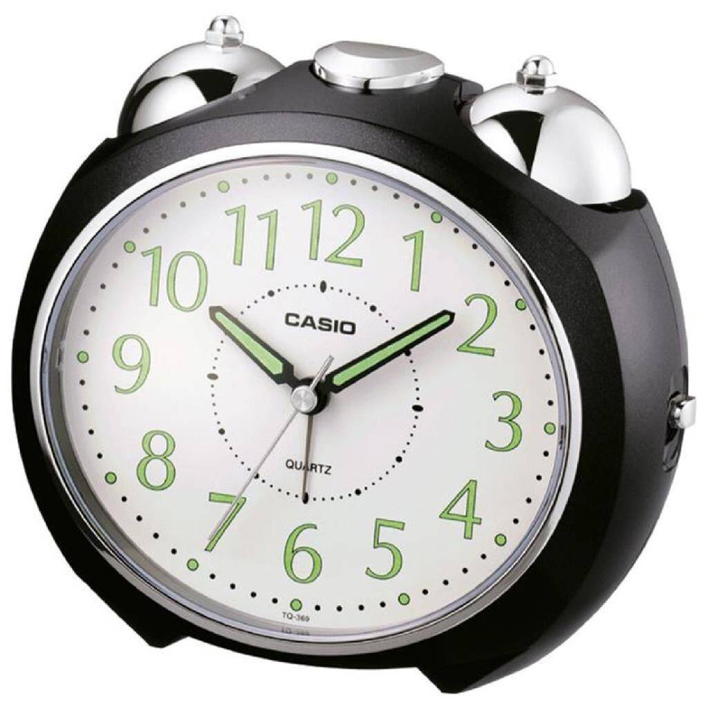 Casio TQ-369-1DF Siyah Ertelemeli Bell Alarmlı Işıklı Fosforlu Analog Masa Saati