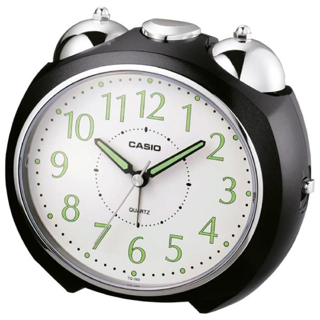 Casio TQ-369-1DF Siyah Ertelemeli Bell Alarmlı Işıklı Fosforlu Analog Masa Saati